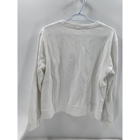 Alexander Wang Blue Plastic Logo White Cotton Sweatshirt Crewneck Women's Sz L - Picture 11 of 16